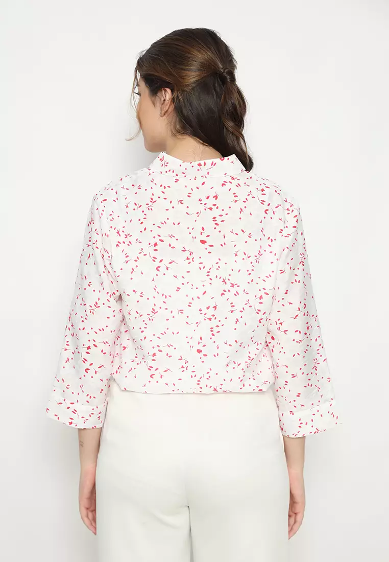 Shirt White Polka dots Silky Arlette By Brilliant Girl Warna Putih