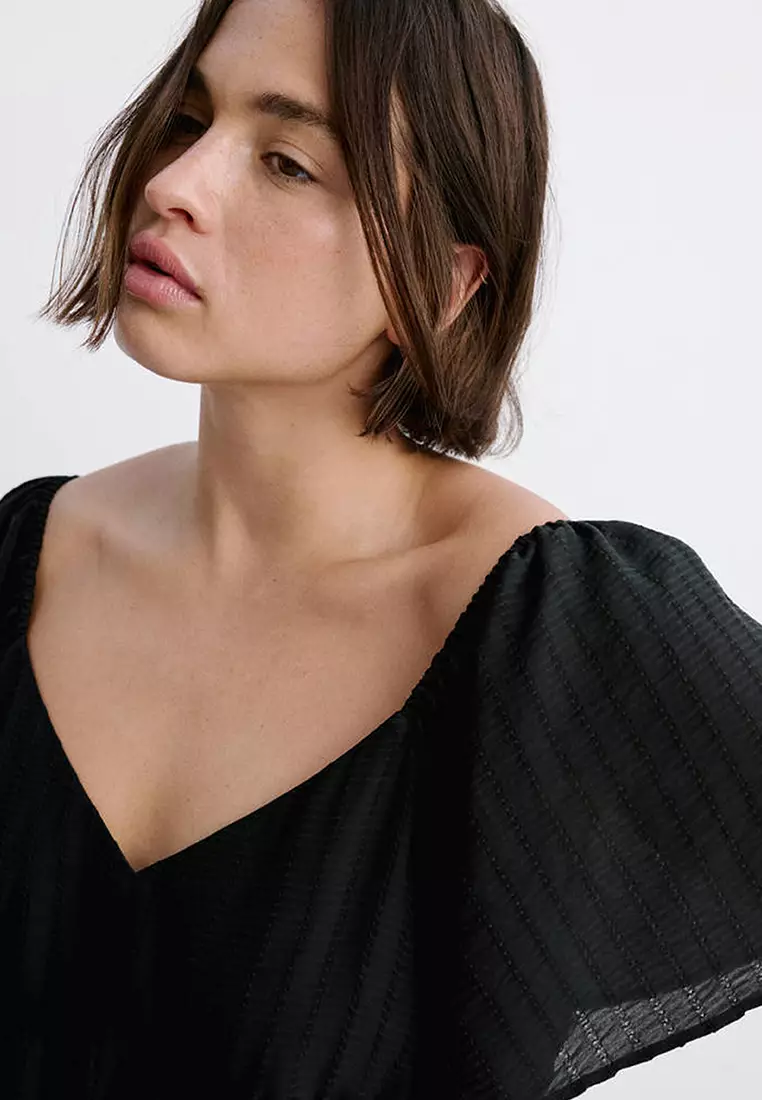 Textured Dress With Gathered Detail