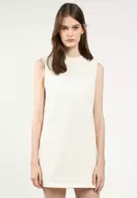 calvin klein crochet dress Calvin Klein Sleeveless Jacquard Sheath Dress Sz 10 White Black Stretch  Crochet
