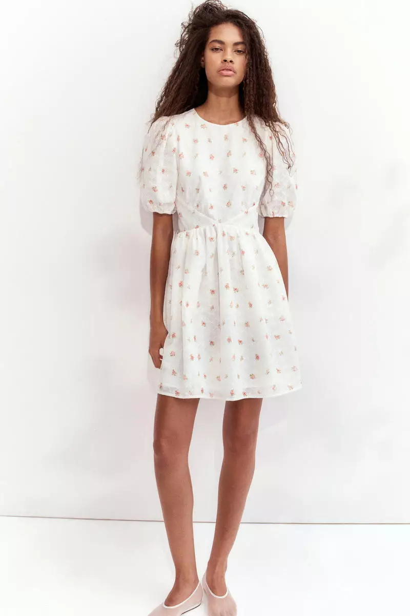 Embroidered open-back dress