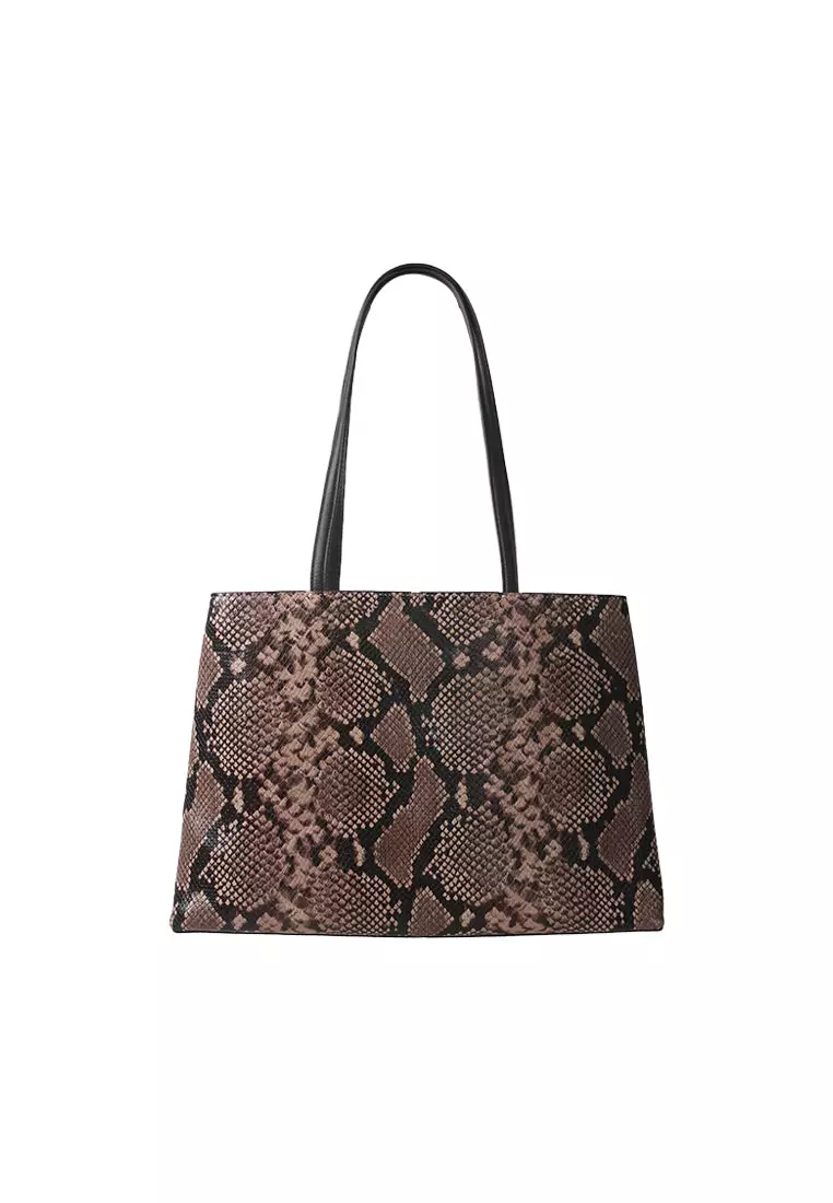 Tory Burch Britten Snake Embossed Tote Bag In Shell Pink 162841
