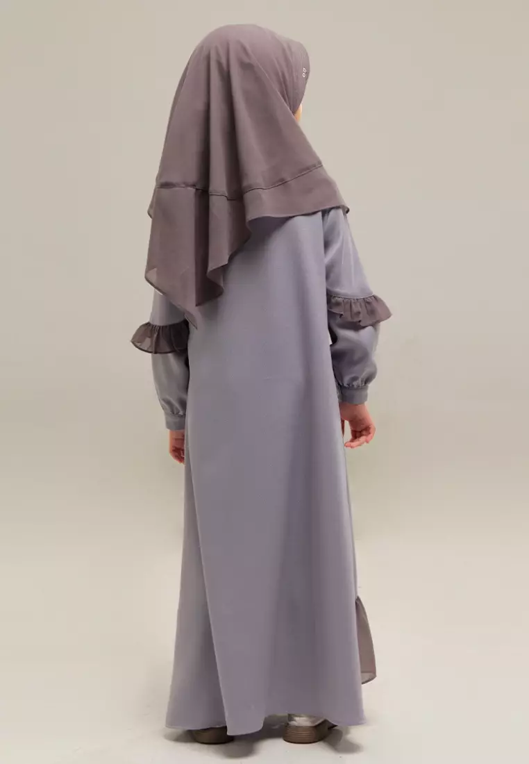 Rabbani - Setelan Gamis Dress Muslim Anak Bani Batuta Khimar Amanda Exclusive - Grey