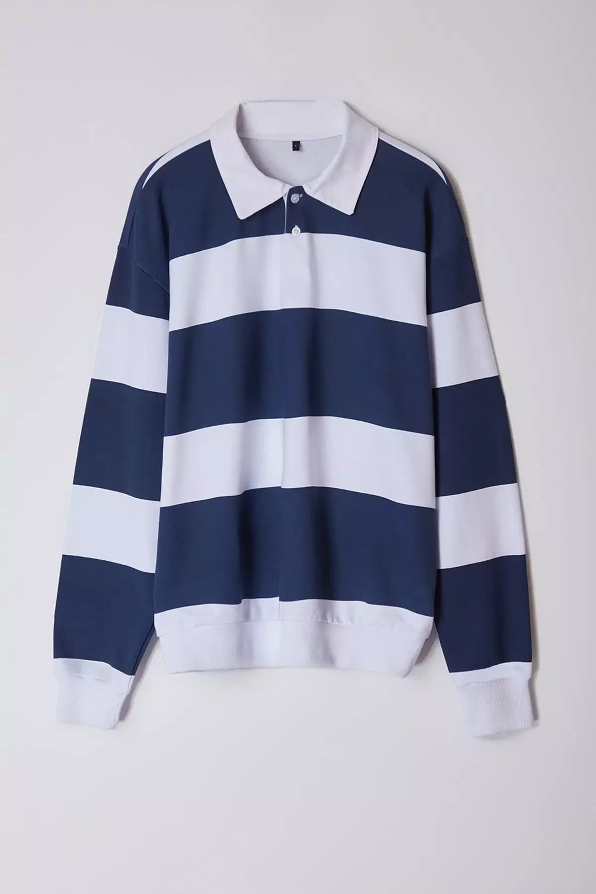 Jual Trendyol Indigo Oversize/Wide Cut Striped Polo Neck Non