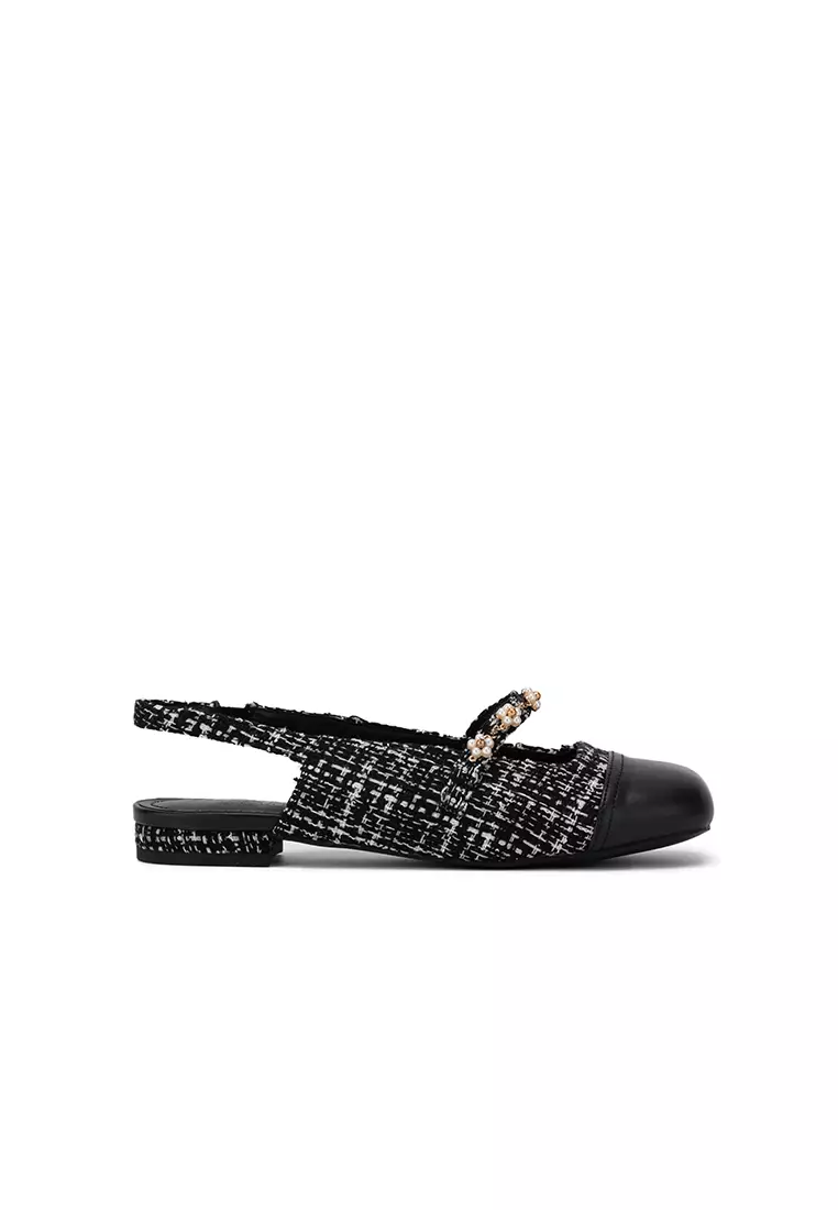 Discount on Nose  shoes - SKU: TWEED PEARL EMBELLISHED SLINGBACK MARY JANE