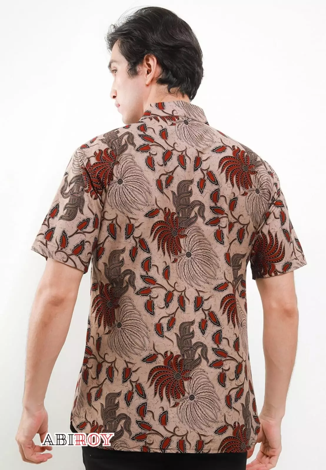 Kemeja Batik Pria Premium Slimfit Elegant Modern Lengan Pendek Candra Coklat