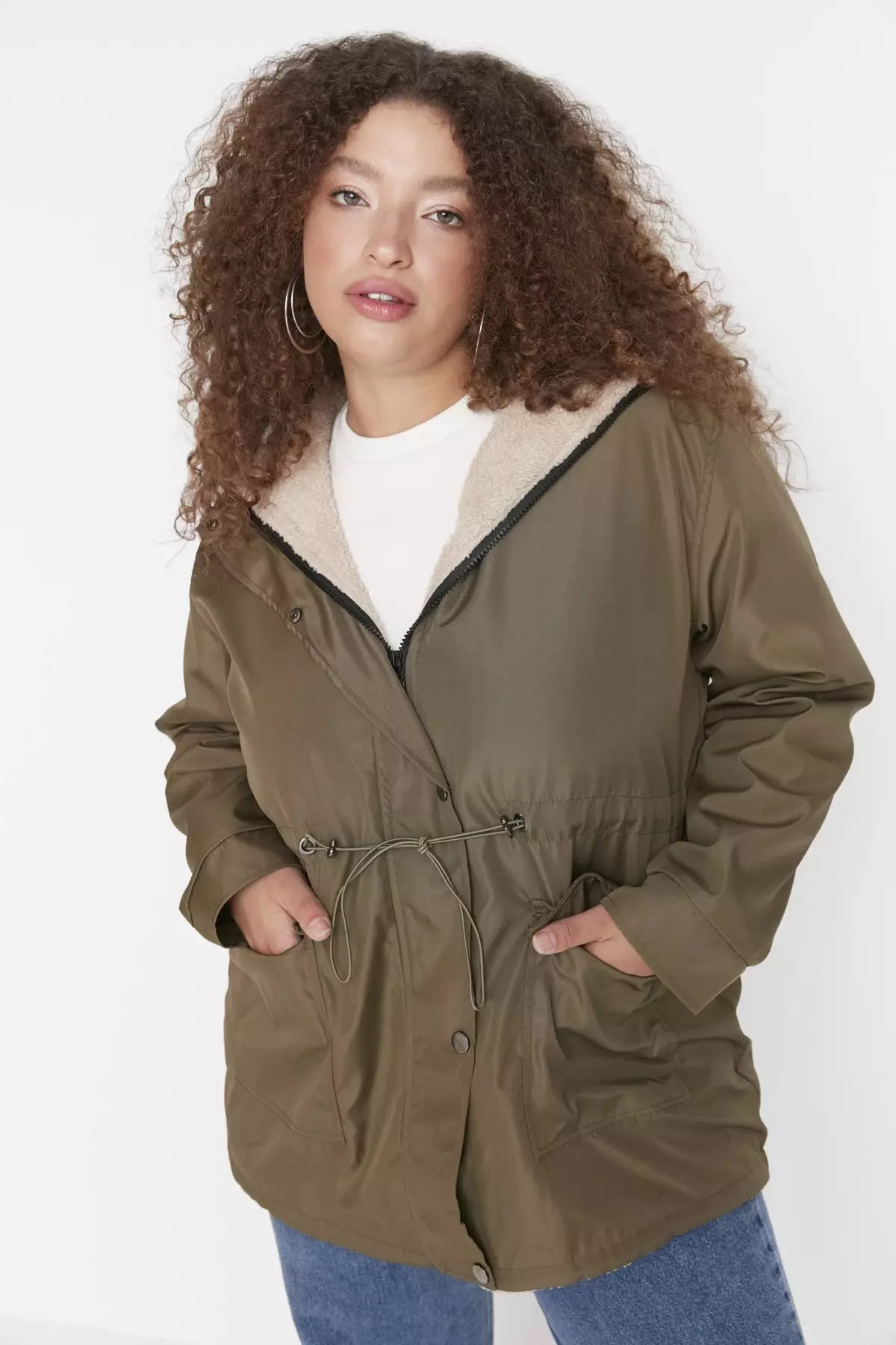 Khaki hooded clearance coat womens