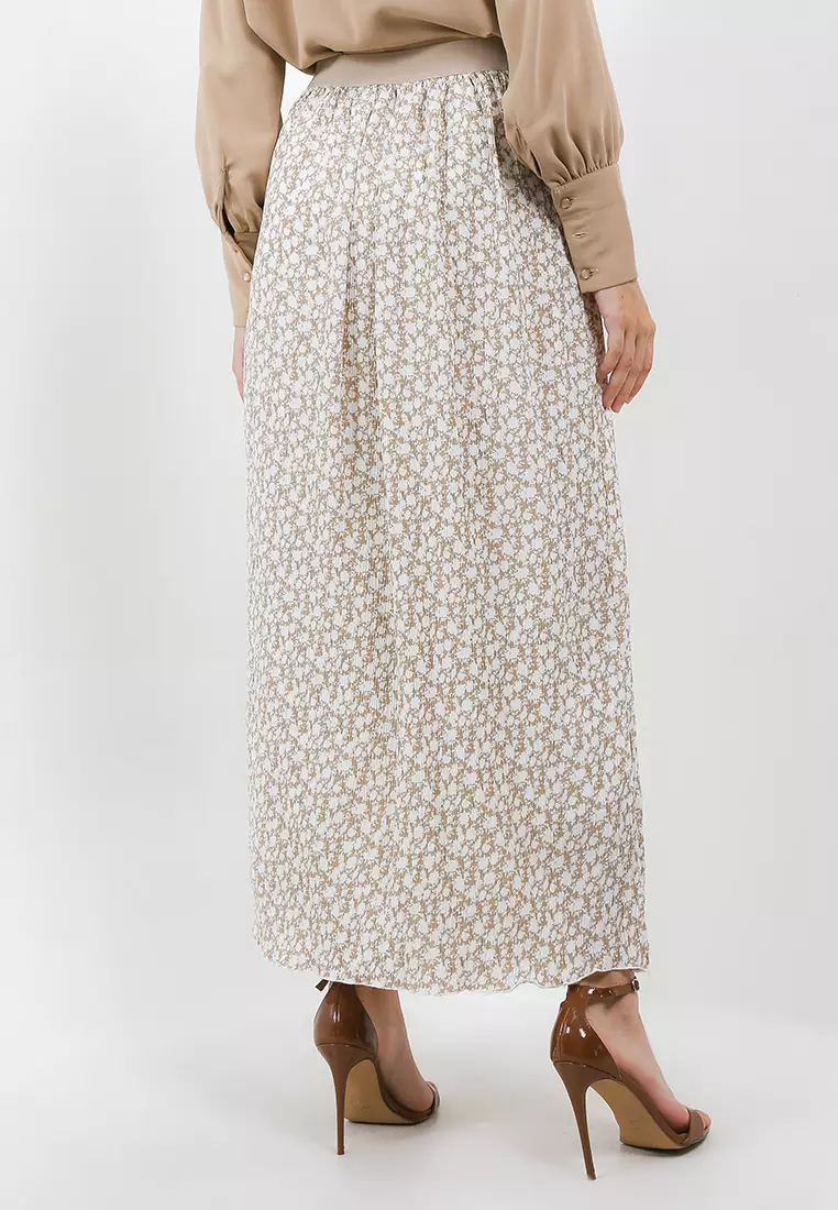 Printed Pleats Maxi Skirt