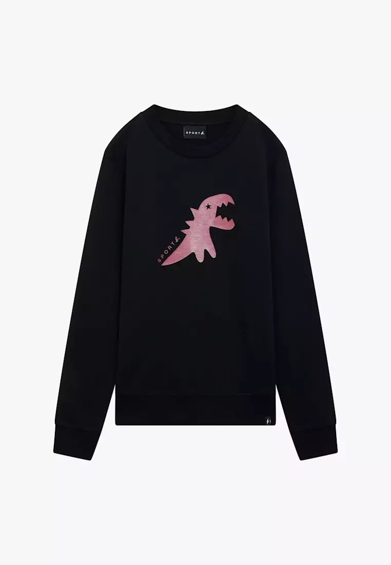 Men's Black Cotton DINO Metallic Print Sweatshirt