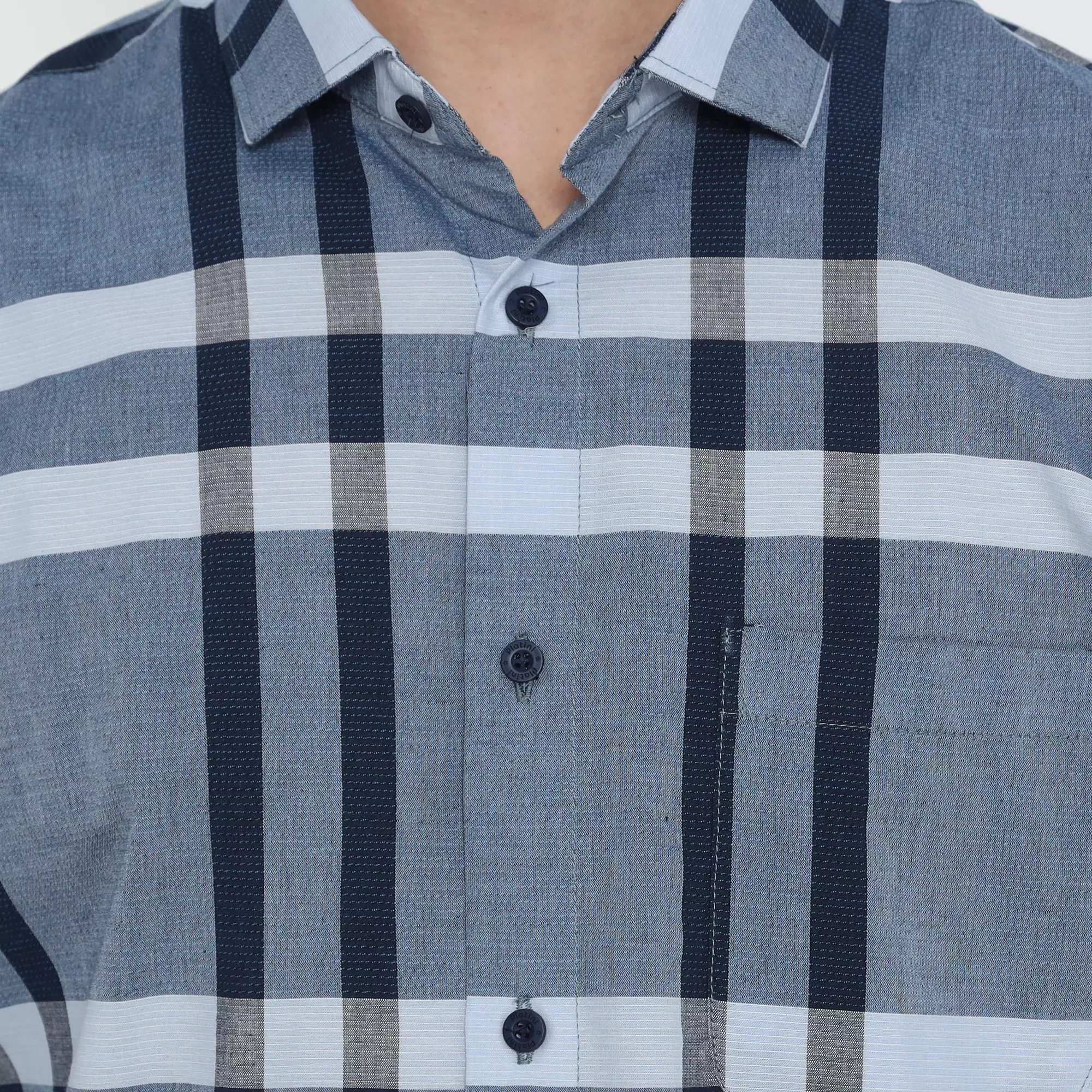 Platini Kemeja Kotak-Kotak Pria Lengan Pendek Dark Blue 73481