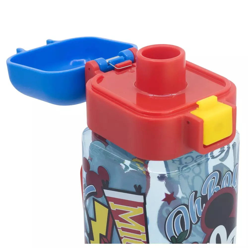 Disney Stor  Safelock Square Ecozen Plastic Water Bottle Mickey 550ml - Botol Minum Anak Anti Bocor BPA Free