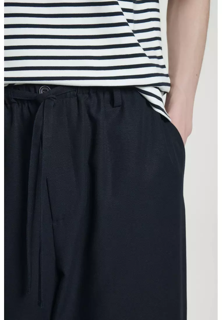 RELAXED-FIT BARREL-LEG DRAWSTRING TROUSERS