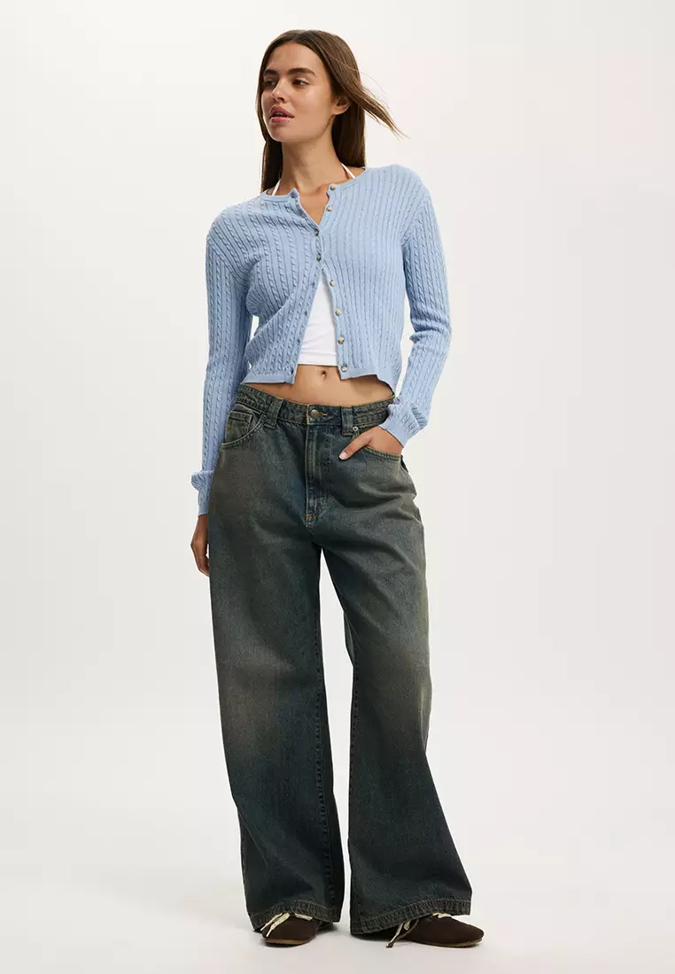 Cotton Crew Neck Cardigan