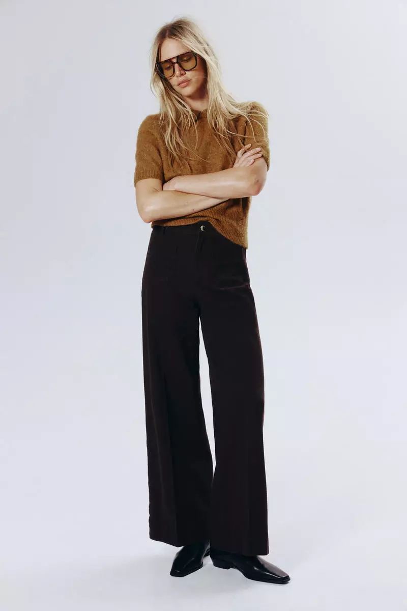 Wide twill trousers