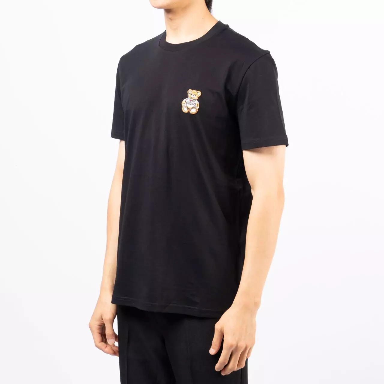 Teddy Bear Sketch Drawing Patch T-Shirt Black