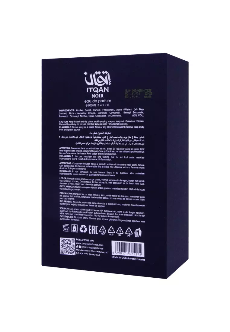 Zimaya Itqan Noir Unisex EDP 100 ML
