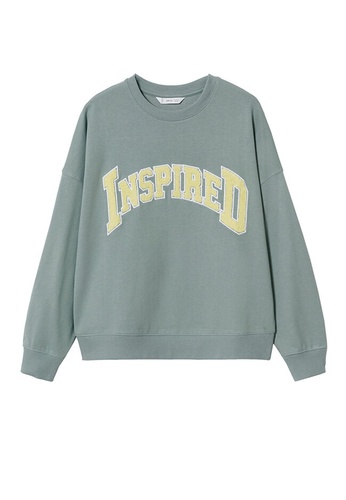 MANGO KIDS green Teens Textured Cotton-Blend Sweatshirt 2B5B2KAE52878EGS_1