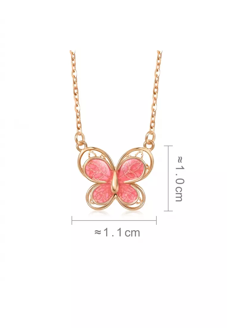 Delicate Gold 18K Rose Gold Butterfly Necklace for Women 92260N