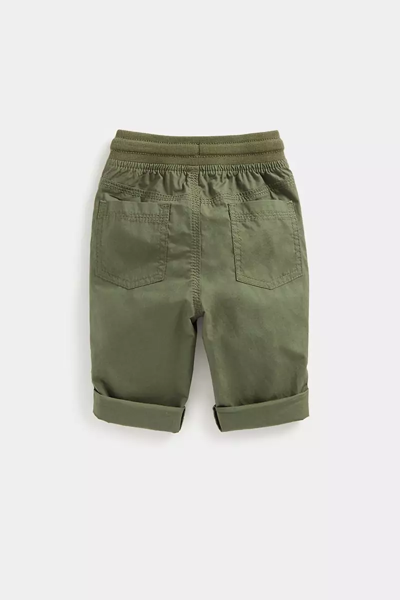 Mothercare Khaki Poplin Roll-Up Trousers - Celana Panjang Bayi Laki-laki (Hijau)