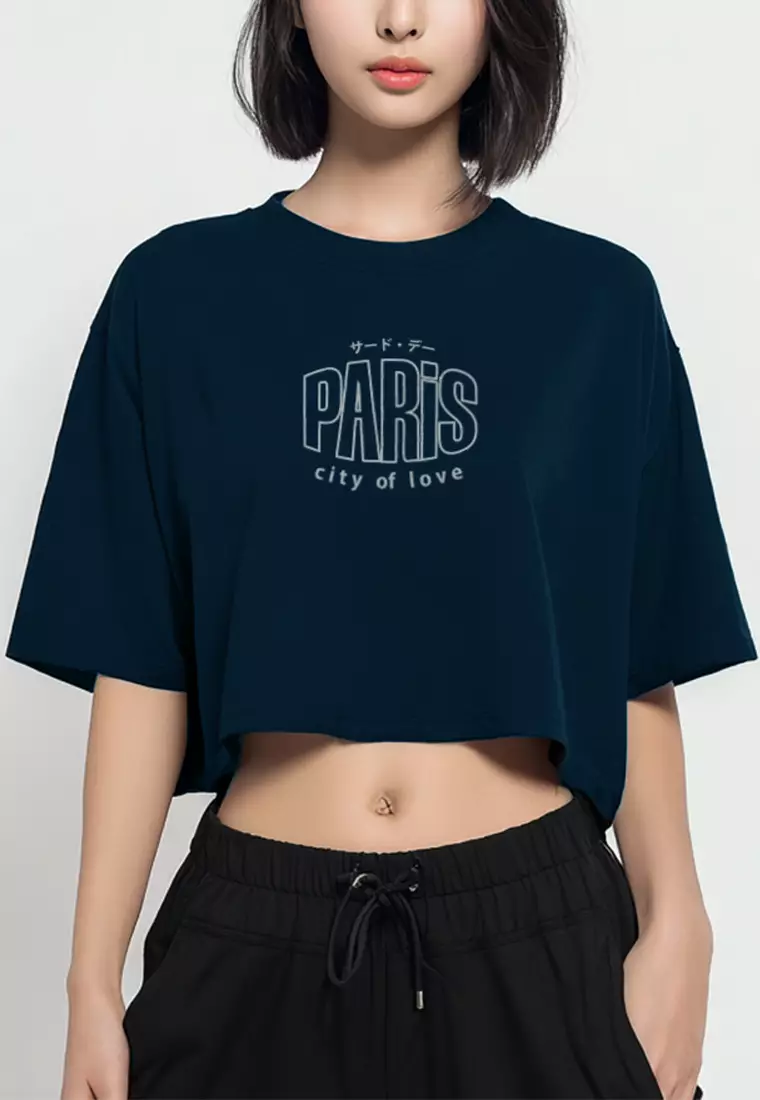 LTH11 Kaos Crop Top Oversize OLC "paris" navy
