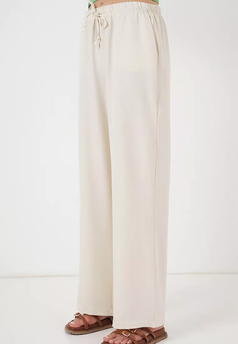 Wide Leg Linen-Look Trousers