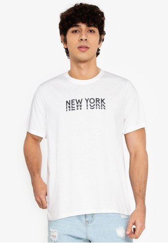 ZALORA BASICS white New York T-Shirt BD092AAB0626B3GS_1
