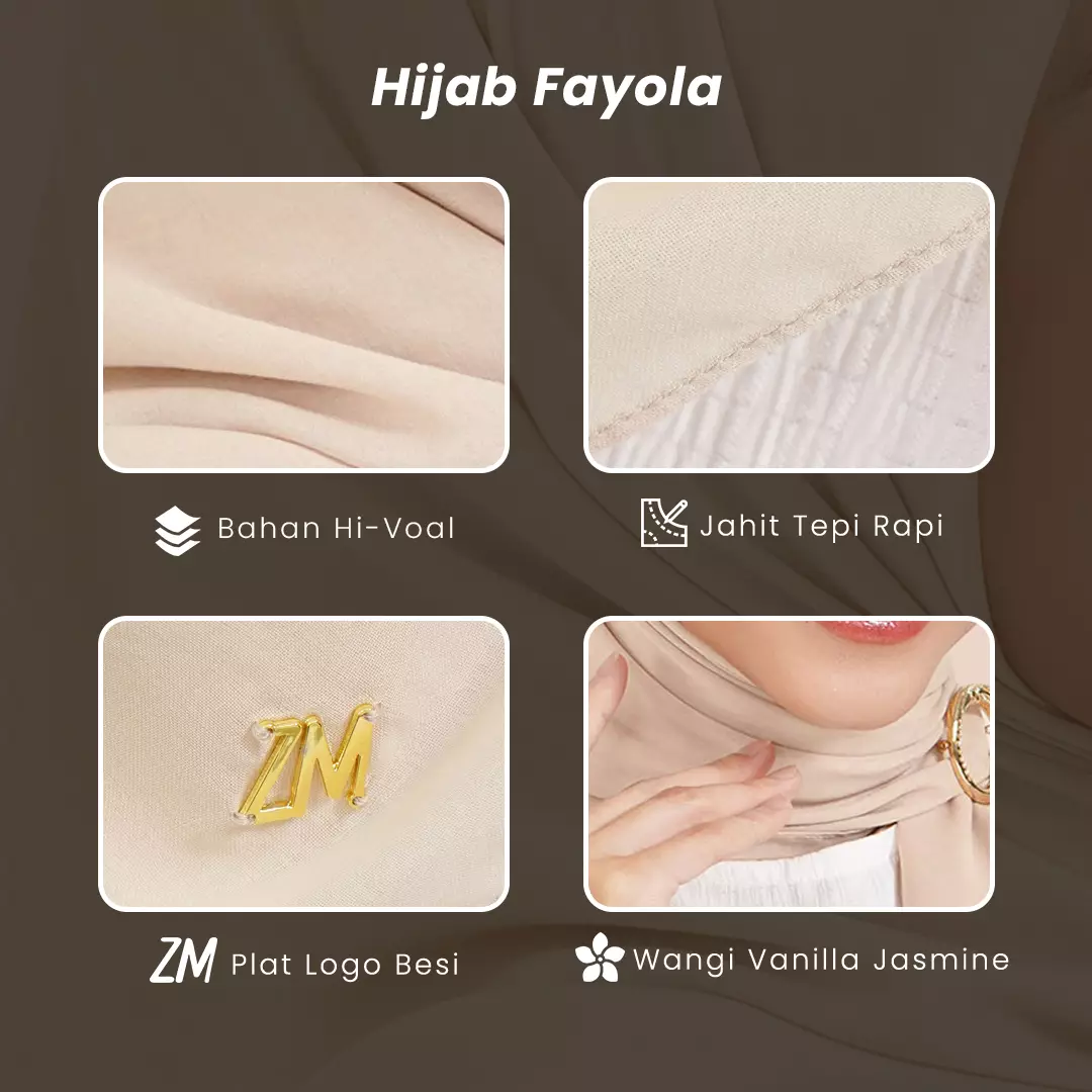 ZM Zaskia Mecca - Fayola Ash Syar'i Hijab High Voal 115x115 - Hijab Square Segi Empat
