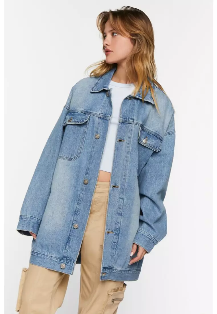 Buy FOREVER 21 Denim Oversized Trucker Jacket 2023 Online | ZALORA  Philippines