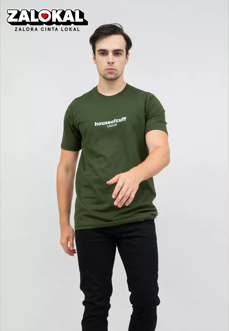 kaos pria lengan pendek california hijau army size jumbo houseofcuff