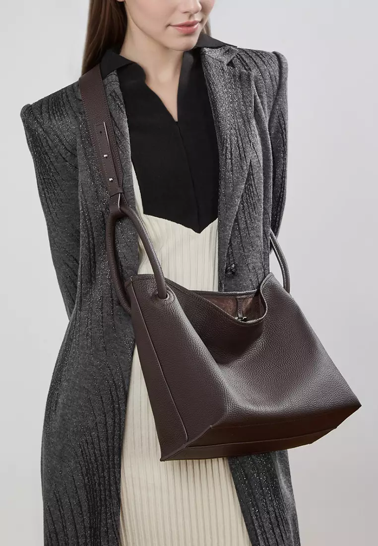 Minimal Style Top Grain Cowhide Bucket Bag QSL3297