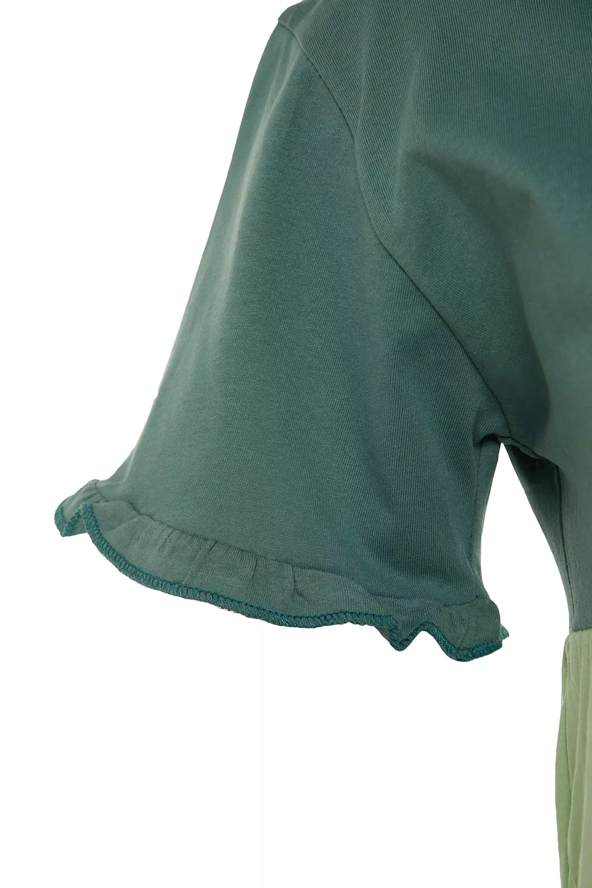 Green 1% Cotton Color Blocked Shift/Plain Mini Knitted Dress Twoss2El1638