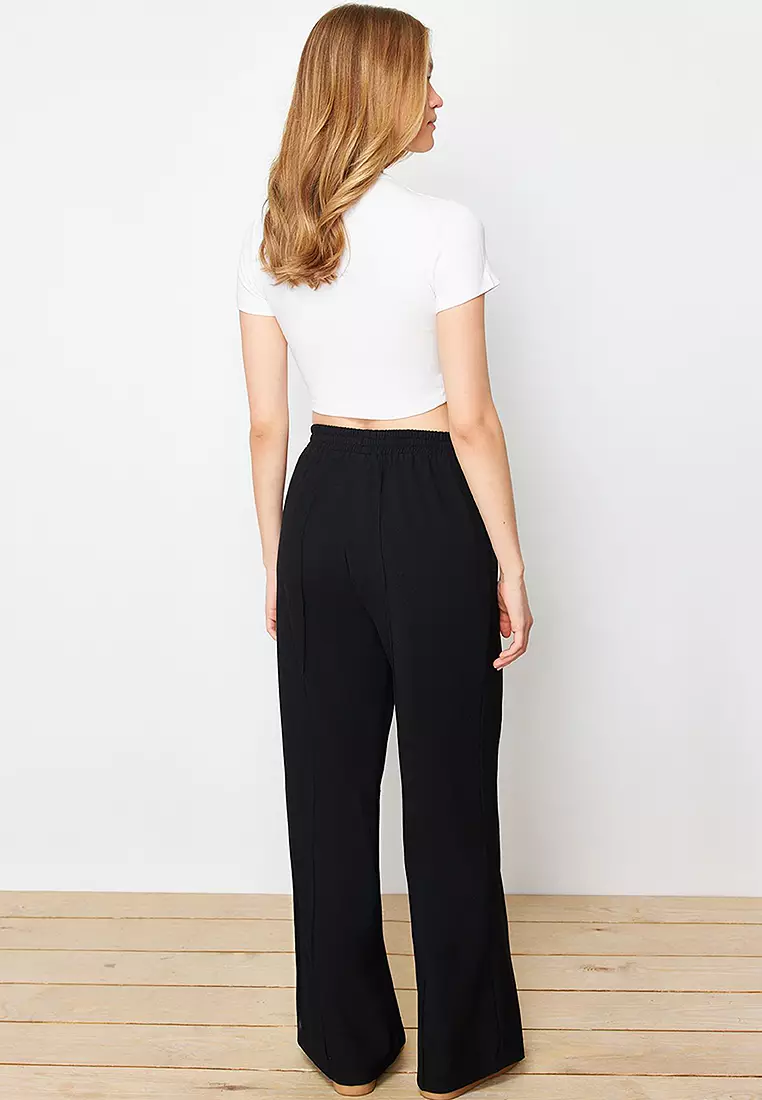 Elastic Waist Wide Leg Pants