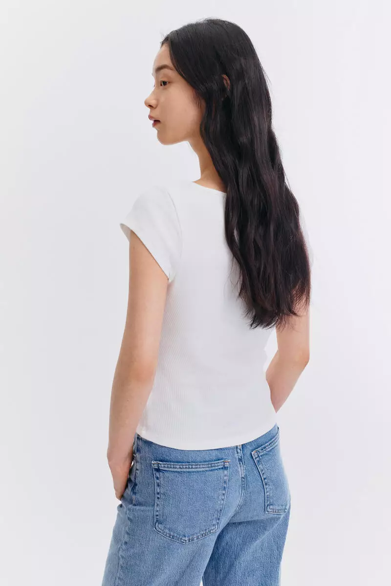 Integral-bra cotton T-shirt