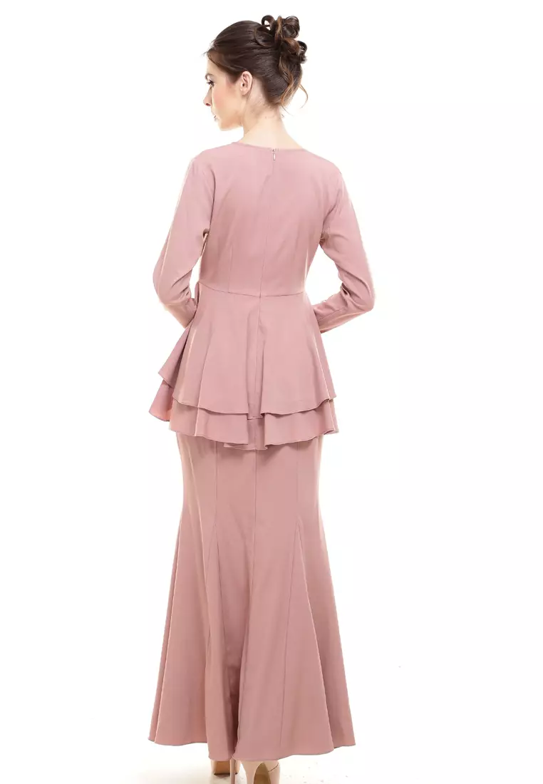 Lora Peplum in Peach Nude