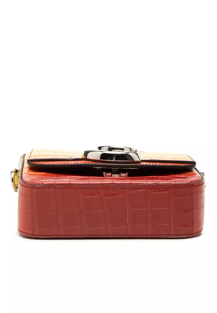 Pre-Loved Chloé Mini Croc Embossed Ombre Calfskin C Satchel