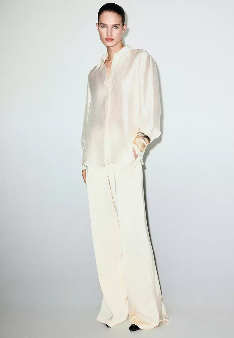 Satin Shirt with Rhinestones