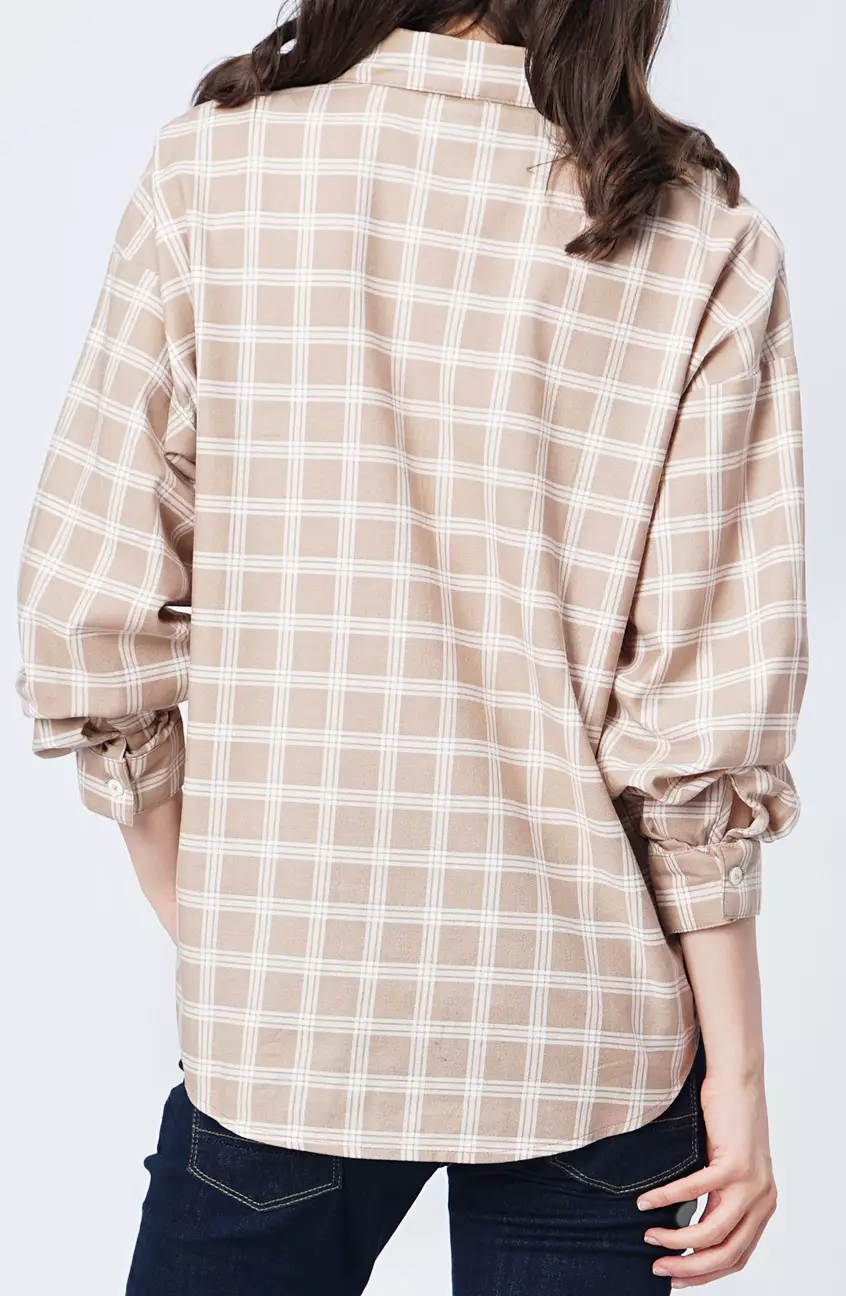 Kemeja Wanita Evie Khaki White