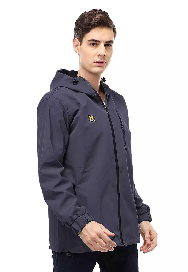 Clover Outerwear Jacket Hoodie Pria Waterproof Anti Air Material Taslan ORIGINAL - Gray