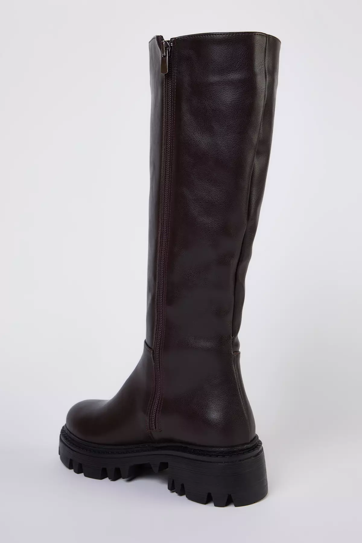 Dark Brown Thick Soled Women's Zippered Boots Takaw25Cz00005