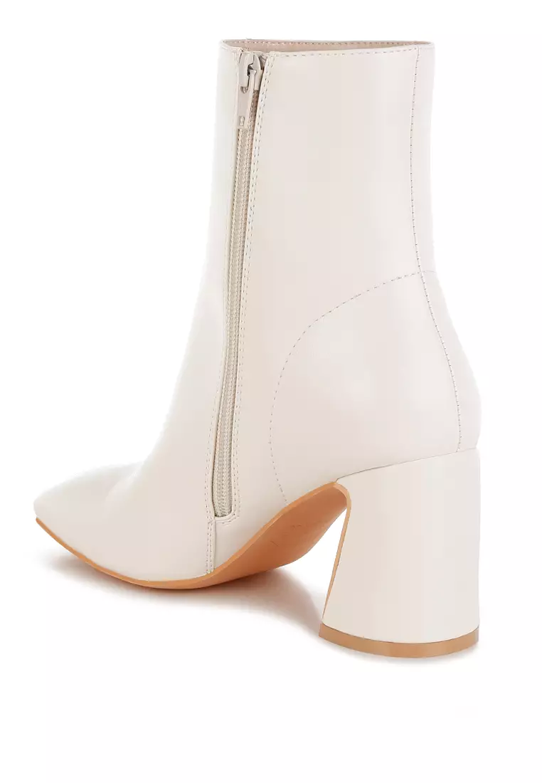 Square Toe Ankle Boots In Off White