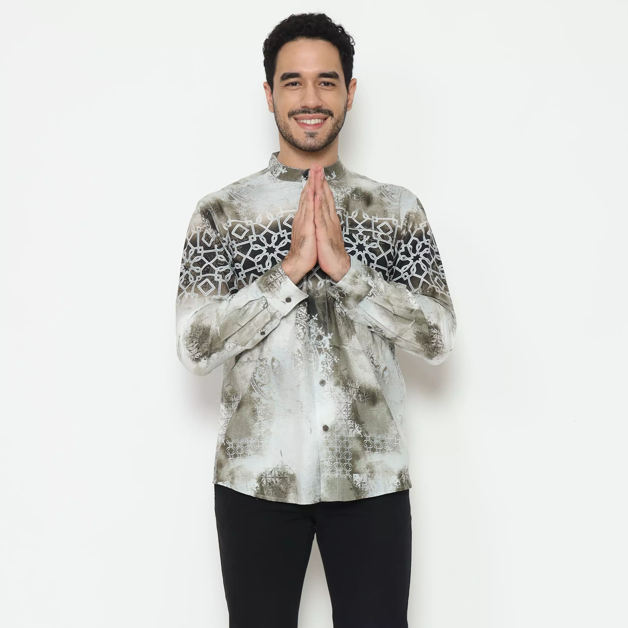 AMK Kemeja Koko Printing Pria Lengan Panjang KK Hessa L/s Brown