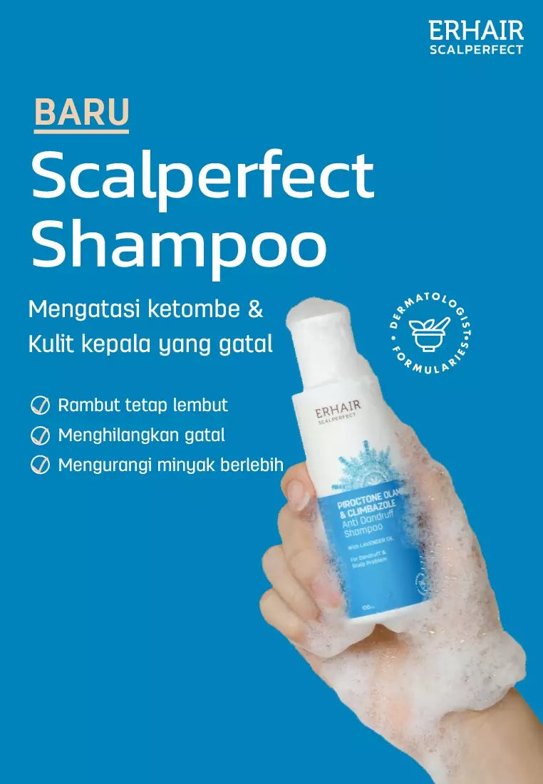 [ANTI KETOMBE] ERHAIR Scalperfect Anti Dandruff Shampoo 250ml - Sampo Anti Ketombe & Seboroik | Membersihkan Kulit Kepala Dan Rambut | Rekomendasi Ahli Dermatologi