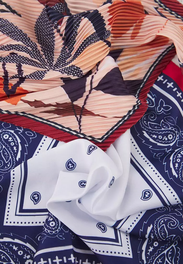 Navy Blue Patterned 50*50cm 2-Pack Scarf Accessory Twoss25Fu00000