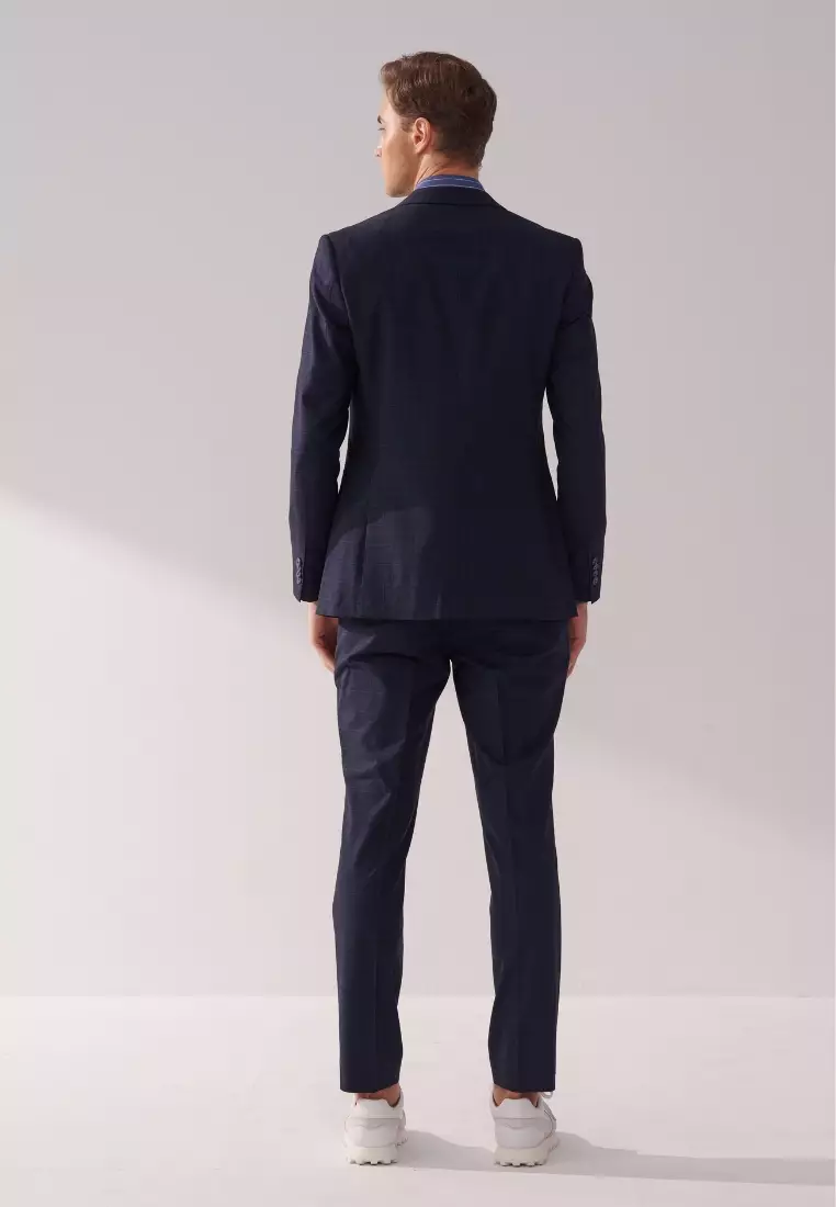 Midnight Blue Check Tailored Suit