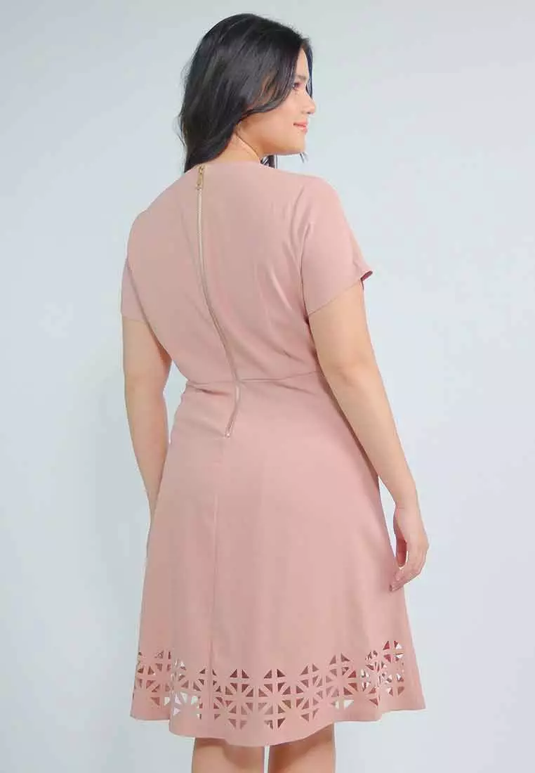 Milly Plus Size Leilah A-line Dress with Laser Cut