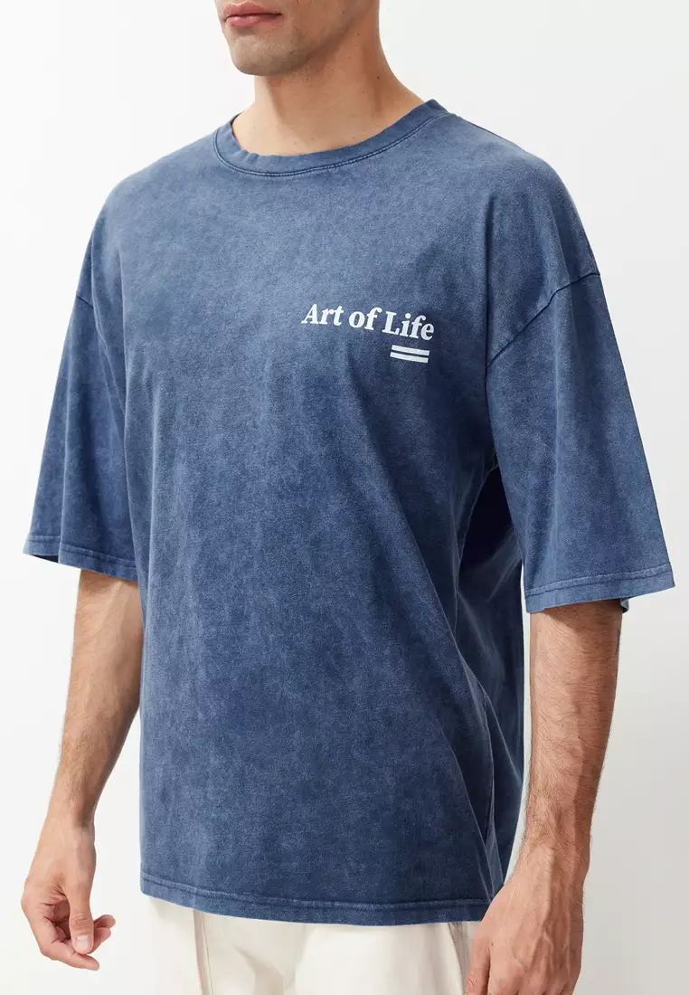 Faded-Effect Printed T-Shirt