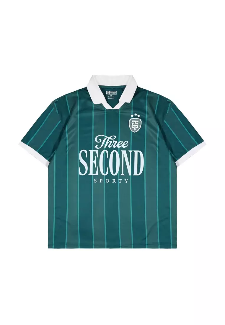 3Second Men's Collar Jersey T-Shirt Short Sleeve Relaxed Fit Polyester Zidane OL-310725