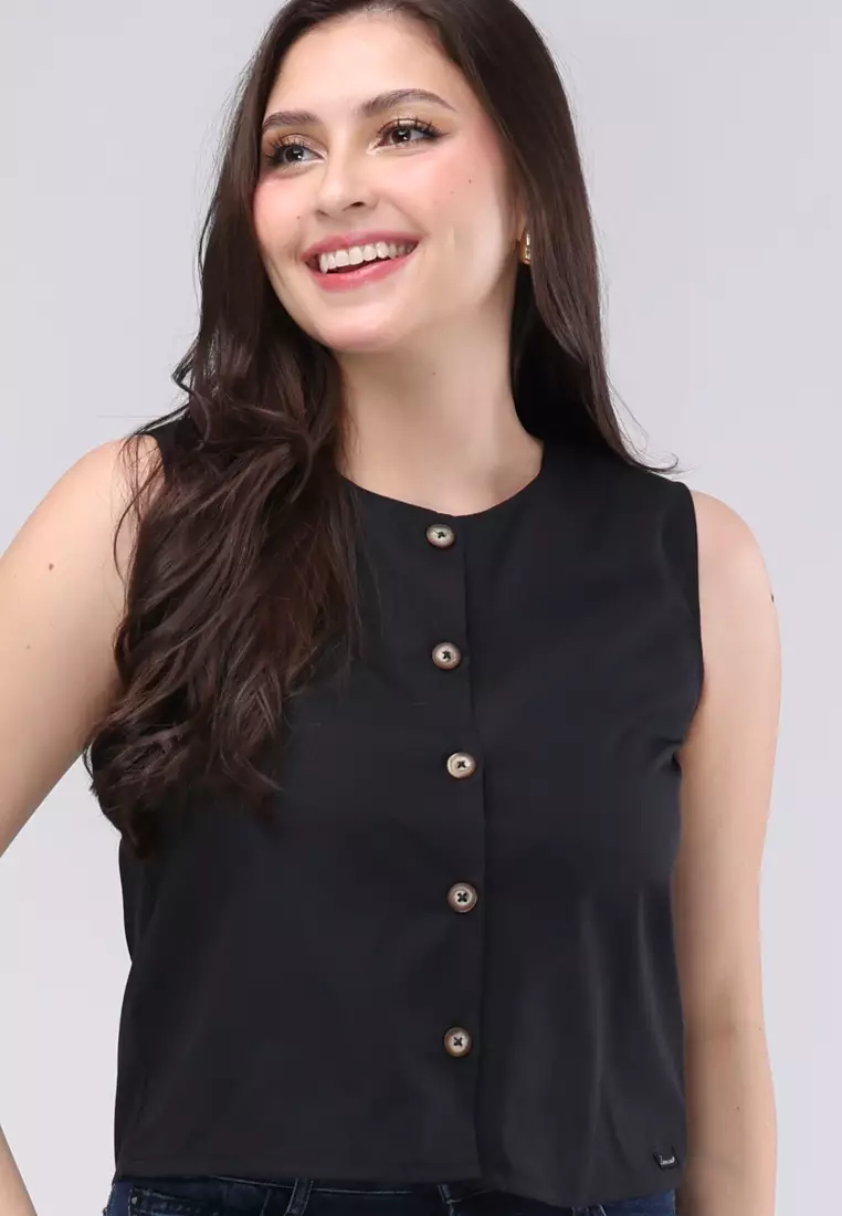 Cotton Poplin Woven Sleeveless Blouse