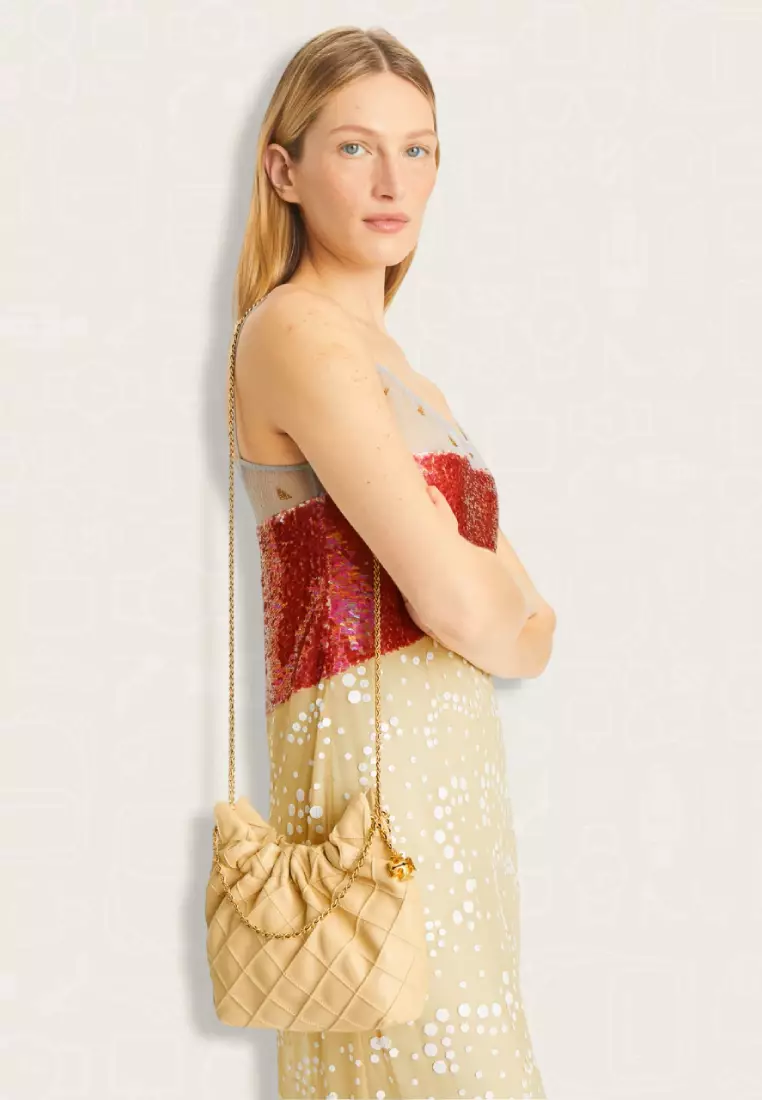 Tory Burch Mini Fleming Soft Hobo Bag Vanilla Soft Serve