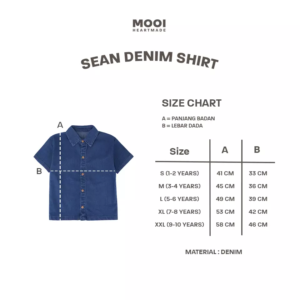 Mooi Kemeja Jeans Anak Sean Denim Shirt - Medium Blue