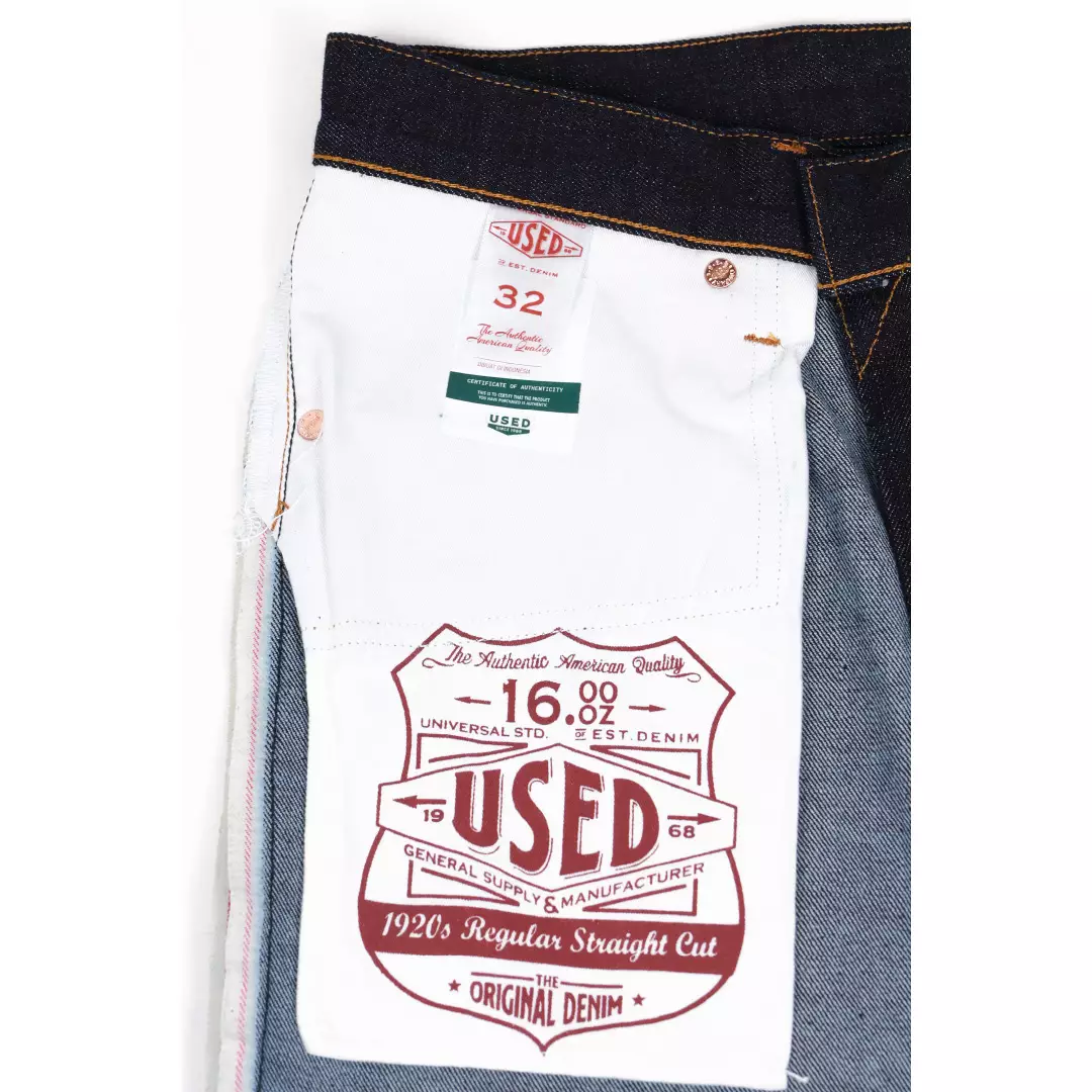 Used 1968 - Celana Panjang Pria Denim Regular Straight Cut Red Blue Selvedge 16oz